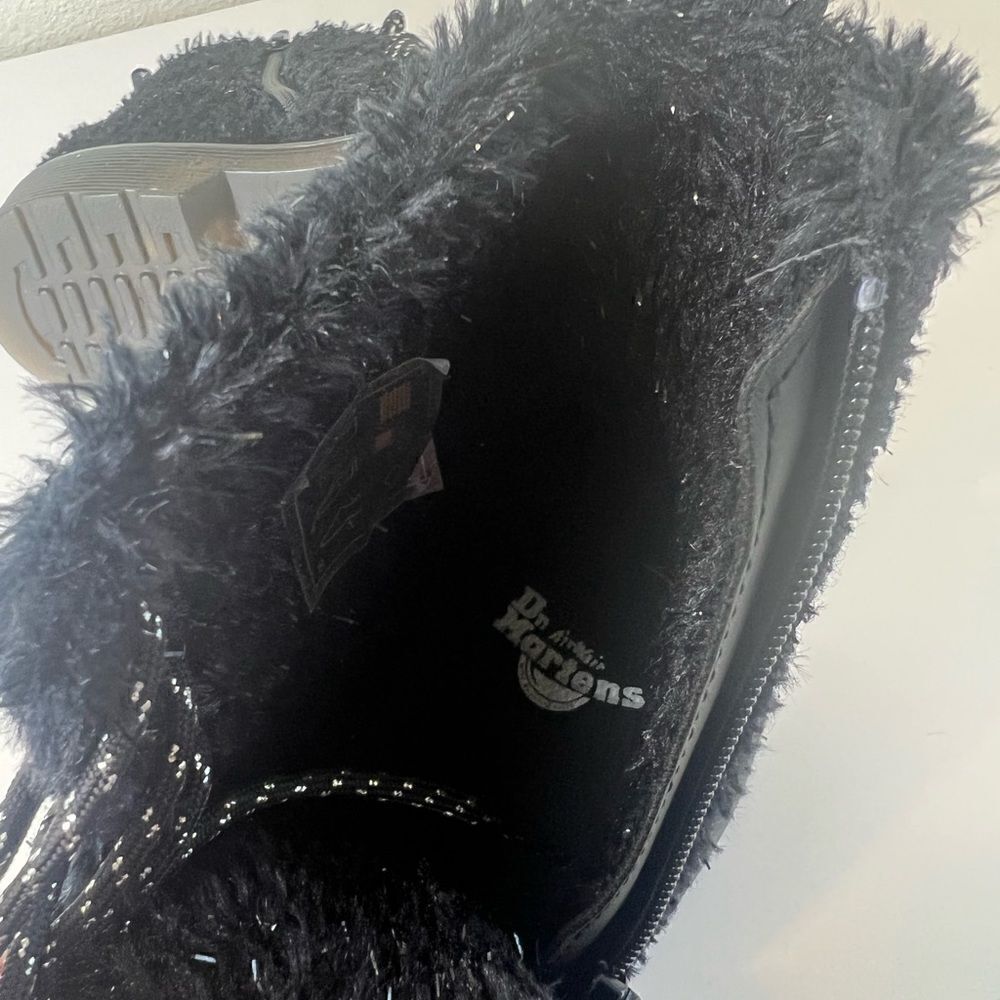 Dr Martens 1460 Pascal J Black Tinsel Fur Boots size4 new - Picture 6 of 7
